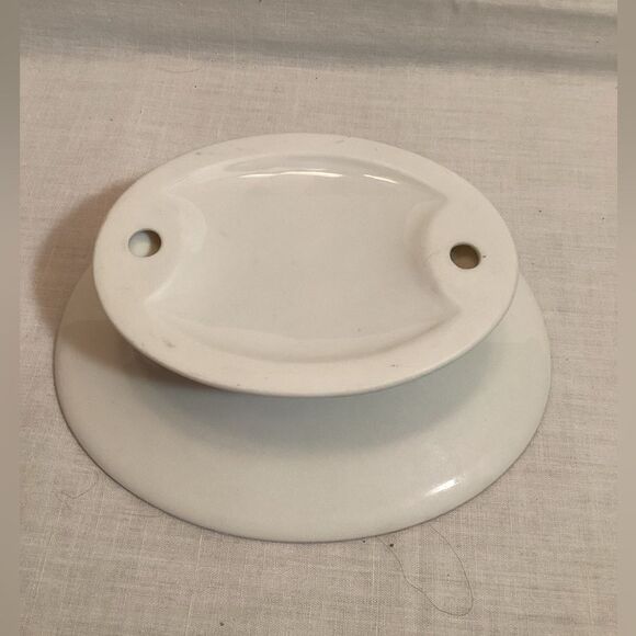 Elegant White Ceramic Footed Soap Bowl with Blue Accent Vintage Croscill Unused - Picture 5 of 10